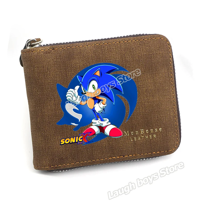 thumbnail image 1 of Cartera plegable Sonics para hombre, con forma de figura de juego, monederos con textura mate, billetera minimalista, bolsillo frontal, fina y elegante, con ventana para identificación, 1 of 5
