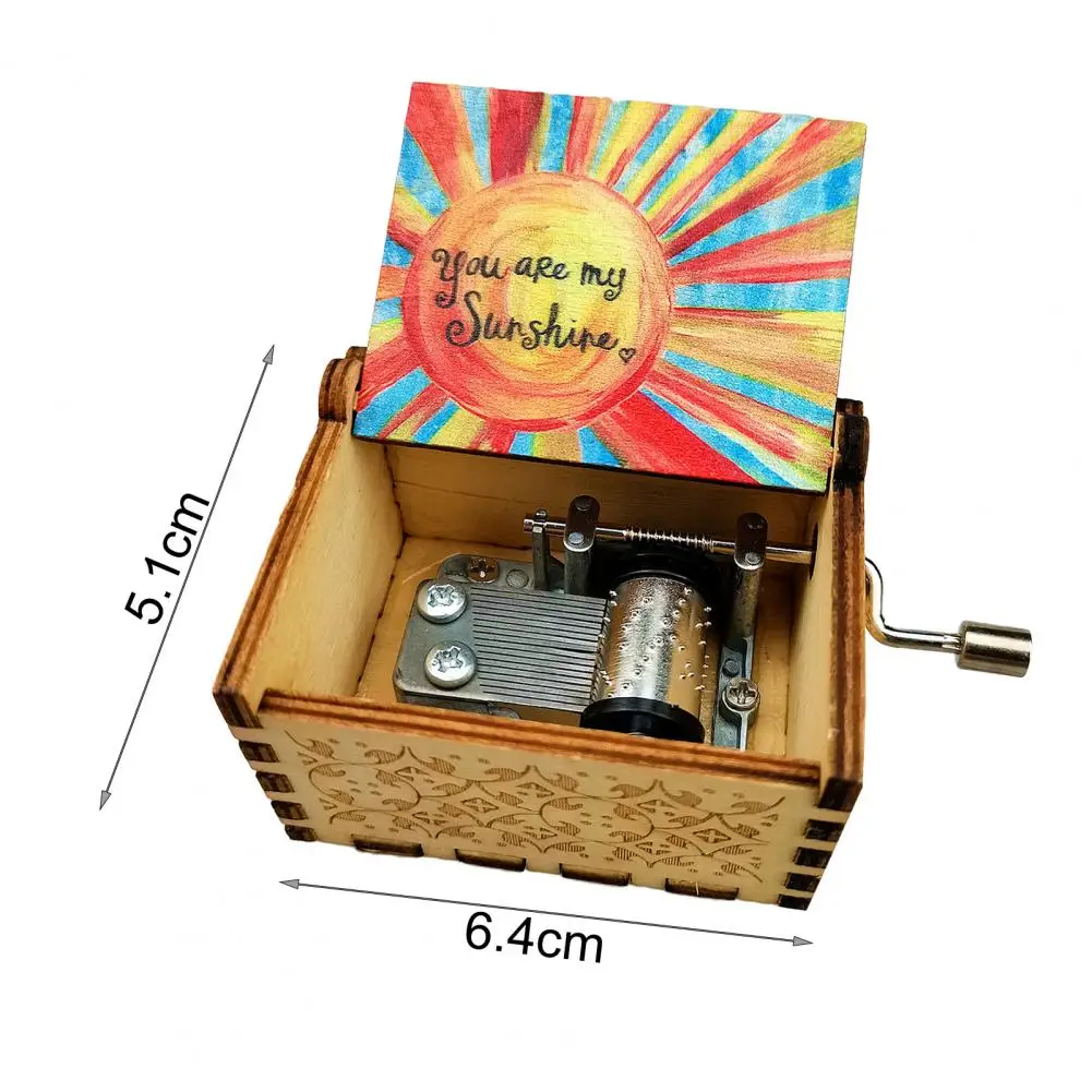 Music Box Mechanical Movement Vintage Crisp Singing Handicraft Decorative Boxwood Hand-cranked Wood Music Box Home Decoration