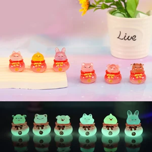 Luminous Lucky Bag Animals Micro Landscape Ornaments Glow In The Dark Gardening Flower Potted Ornaments Model Dollhouse Decor