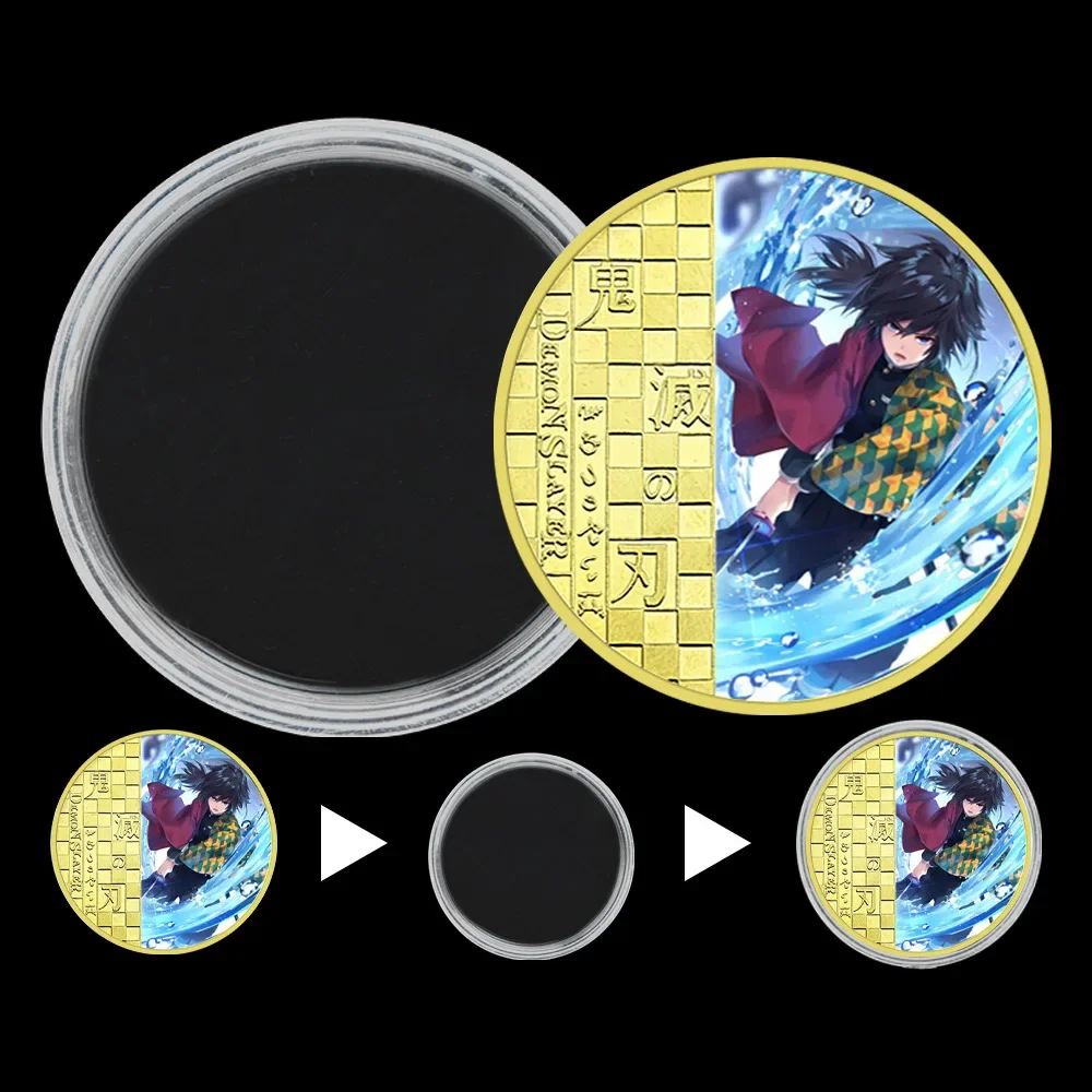 ୨୧鬼滅の刃୨୧宇髄天元 ステンドグラスカード 金色箔押し Gold Kimetsu No Yaiba Metal Commemorative Coin Anime Demon