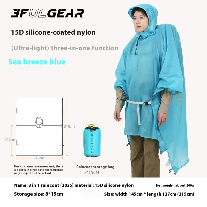 Poncho Imperméable 3F UL GEAR – Multifonction Pour Randonnée, Pêche Et Alpinisme – Taille Unique Homme/femme