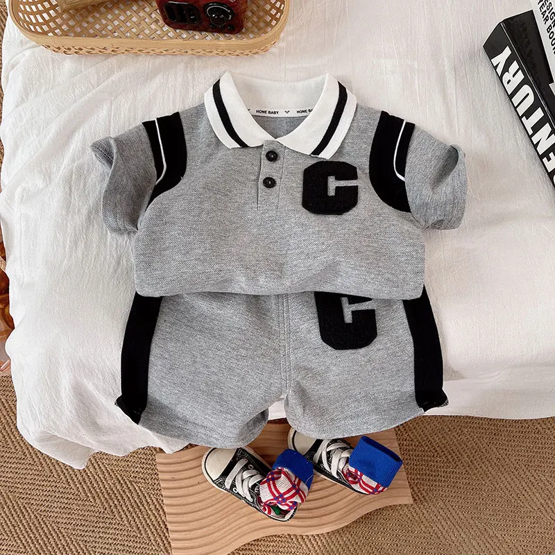 

Boy Girl Casual Sport Clothes Letter Polo-shirt + Shorts Clothing Set 0-4 Years Summer Kids School Clothes Baby Outfits