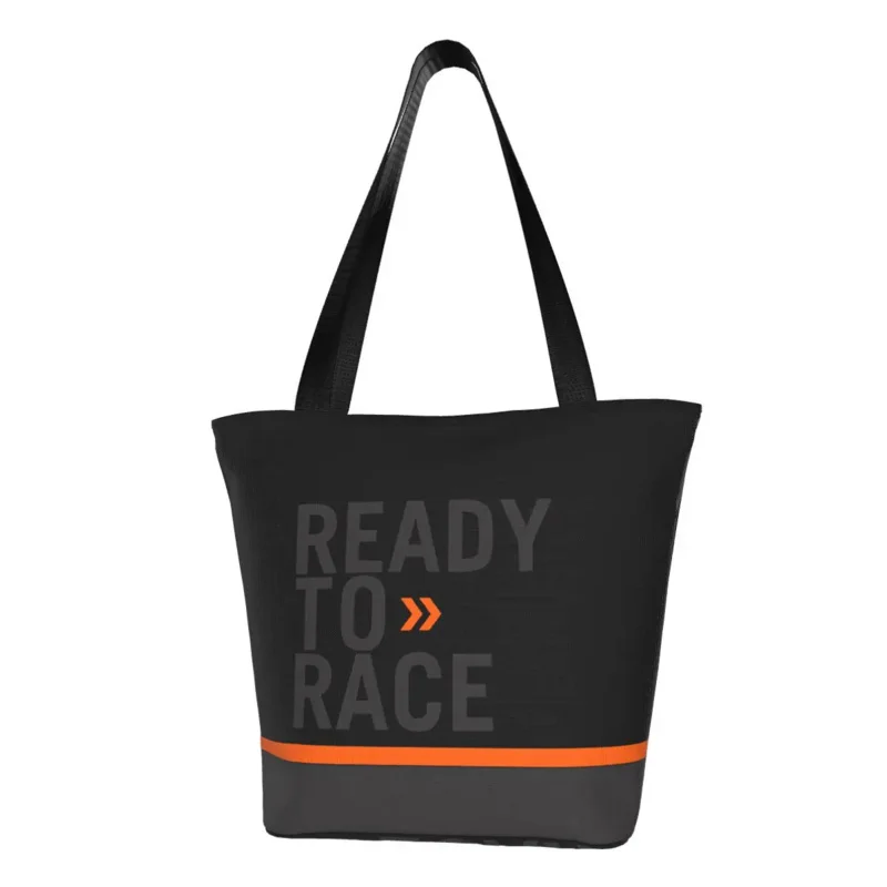 Printing Ready To Race Logo Tote Shopping Bag Recycling Canvas Shoulder Shopper Racing Sport Motorcycle Rider Handbag