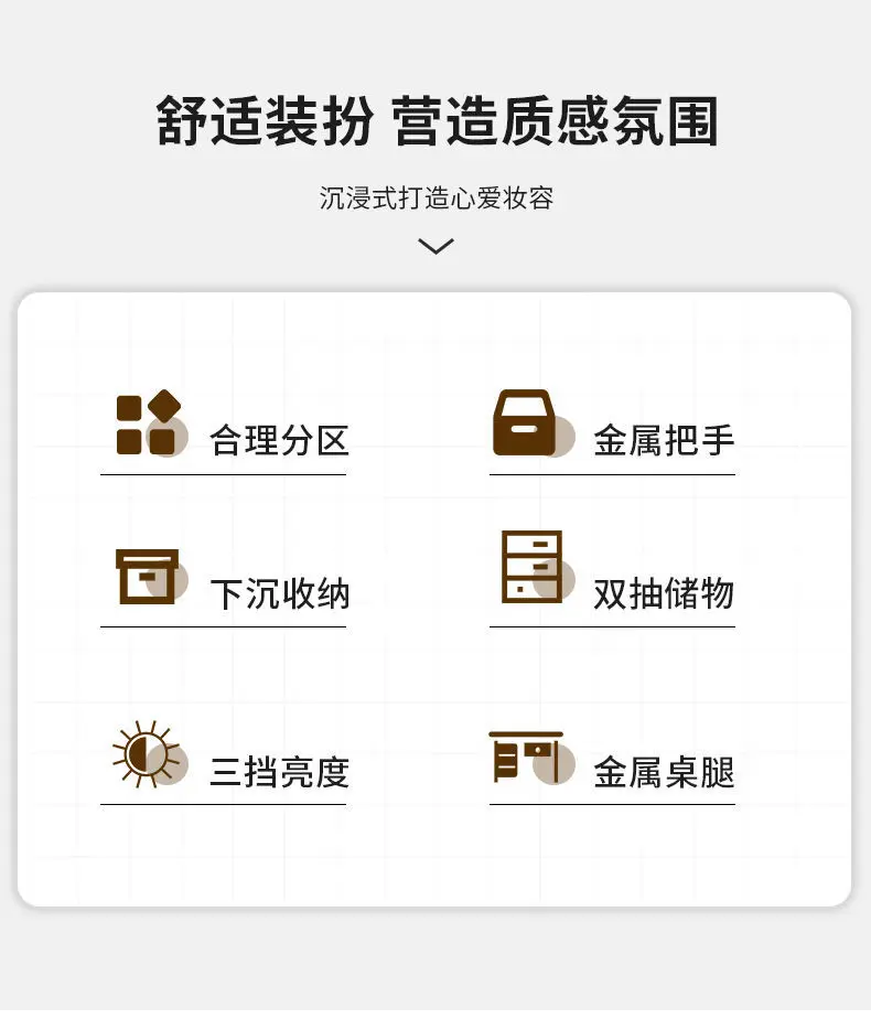 Description Picture 4 of itemAoliviya Official Light Luxury Dressing Table Bedroom Girl Dresser Makeup Mirror Modern Simple Locker Integrated Makeup Table Ch