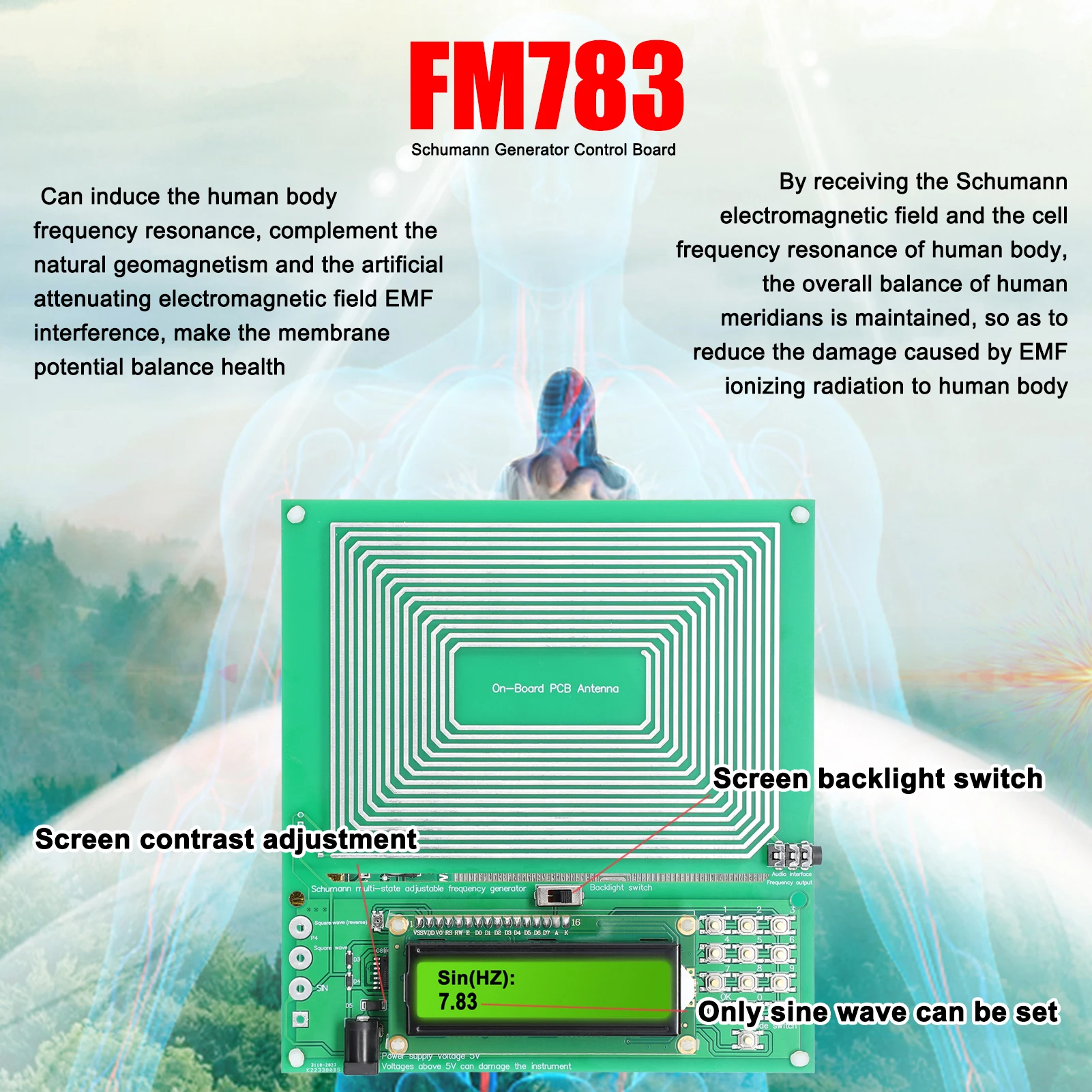 Signal Generator Kit Signal Generator Waves Resonance Generator Adjustable 0.001Hz-200KHz 7.83HZ Schumann Resonance UltraLow Frequency PulseWave Generator Audio Resonator
