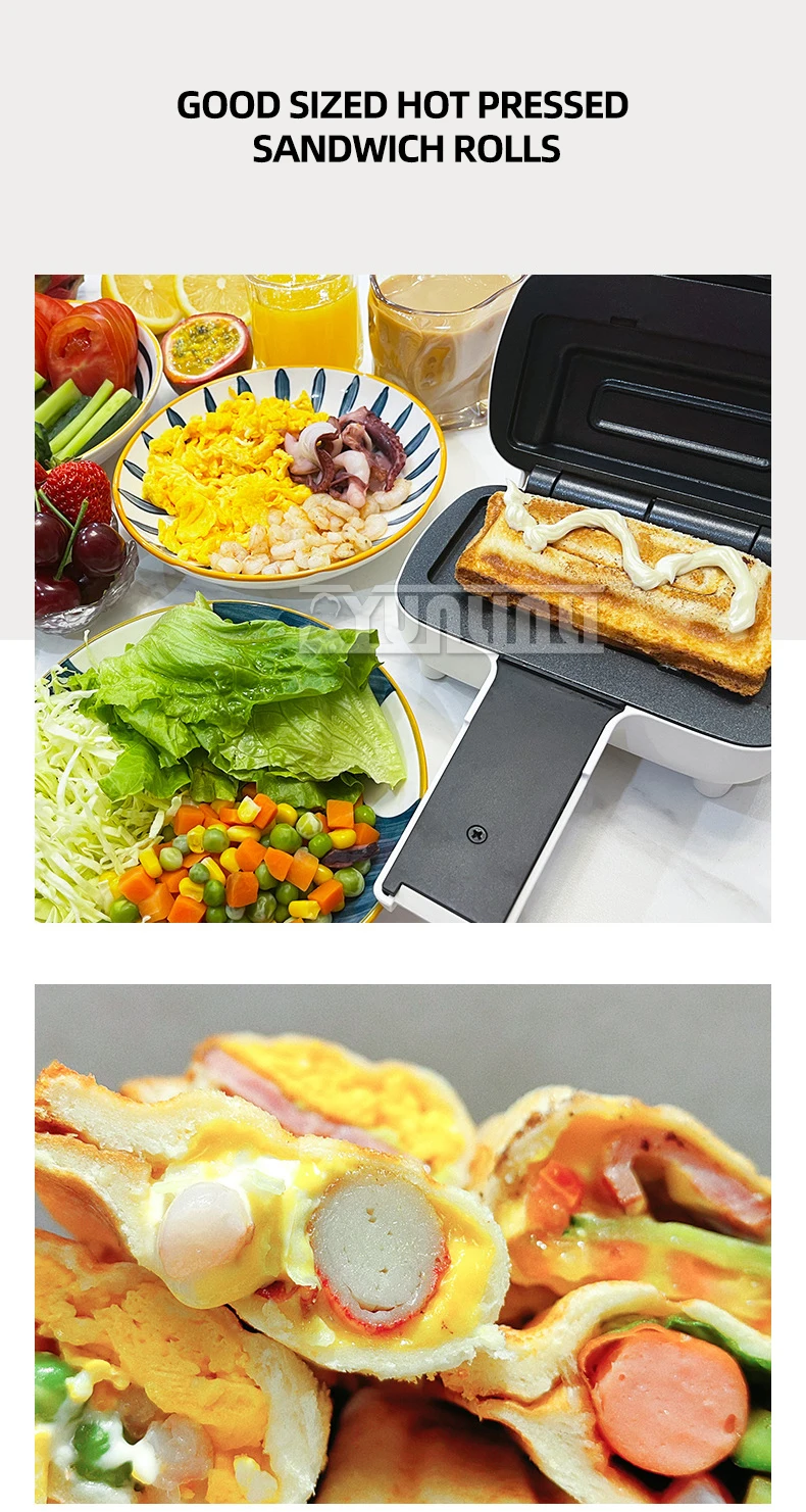 Description Picture 3 of itemHousehold Sandwich Maker Panini Mini Toaster Breakfast Machine Multifunctional Double-sided Heating Bread Machine