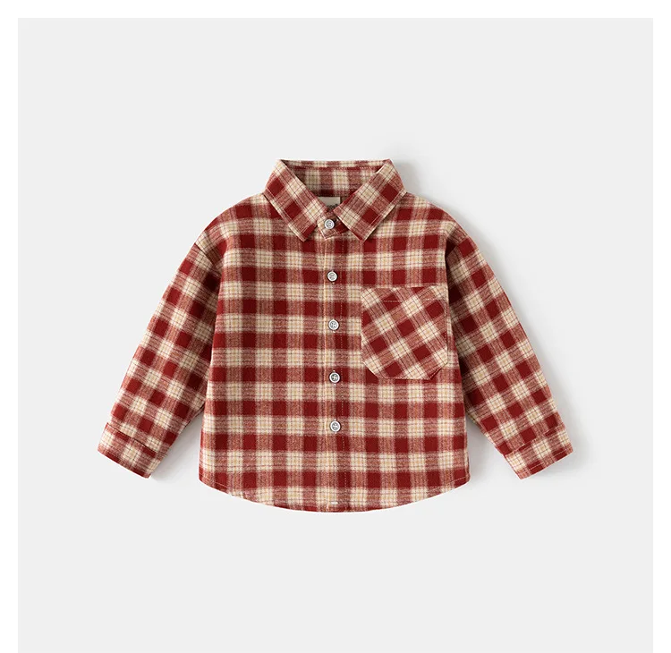 ربيع الخريف الاطفال منقوشة قميص طويل الأكمام الكورية نمط بنين بنات فضفاض المتضخم ملابس خارجية خفيفة بلوزة الأطفال عادية