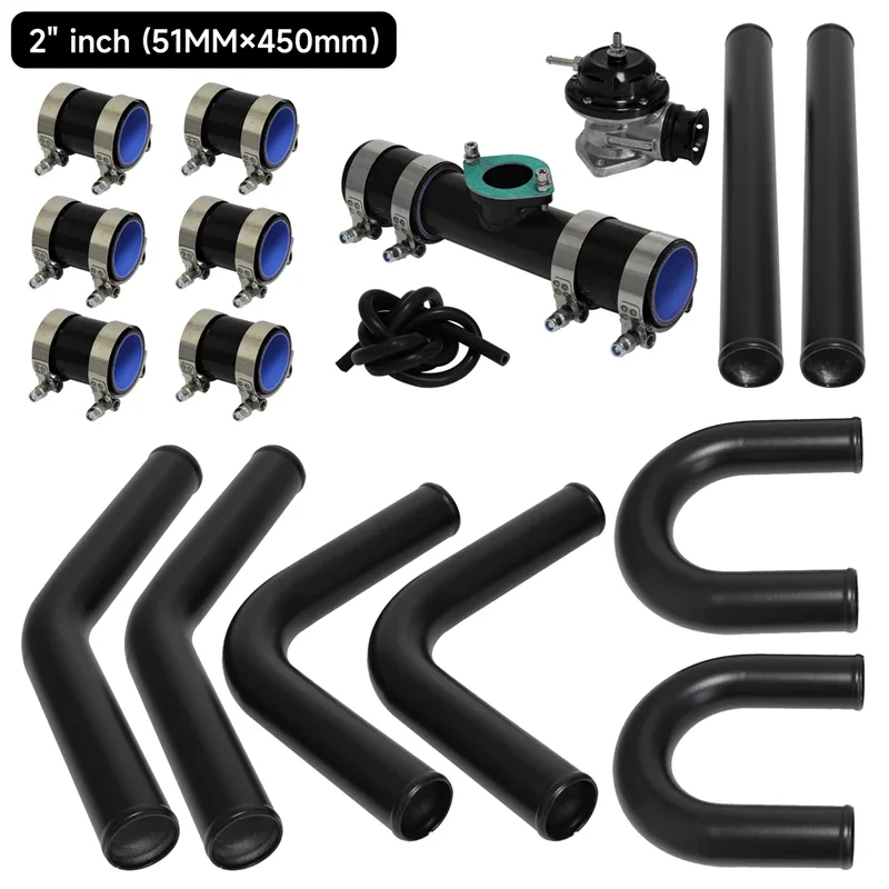 

Universal Intercooler Aluminum Piping 8PCS + 30psi Turbo Blow Off Valve Kit Black for bmw n54