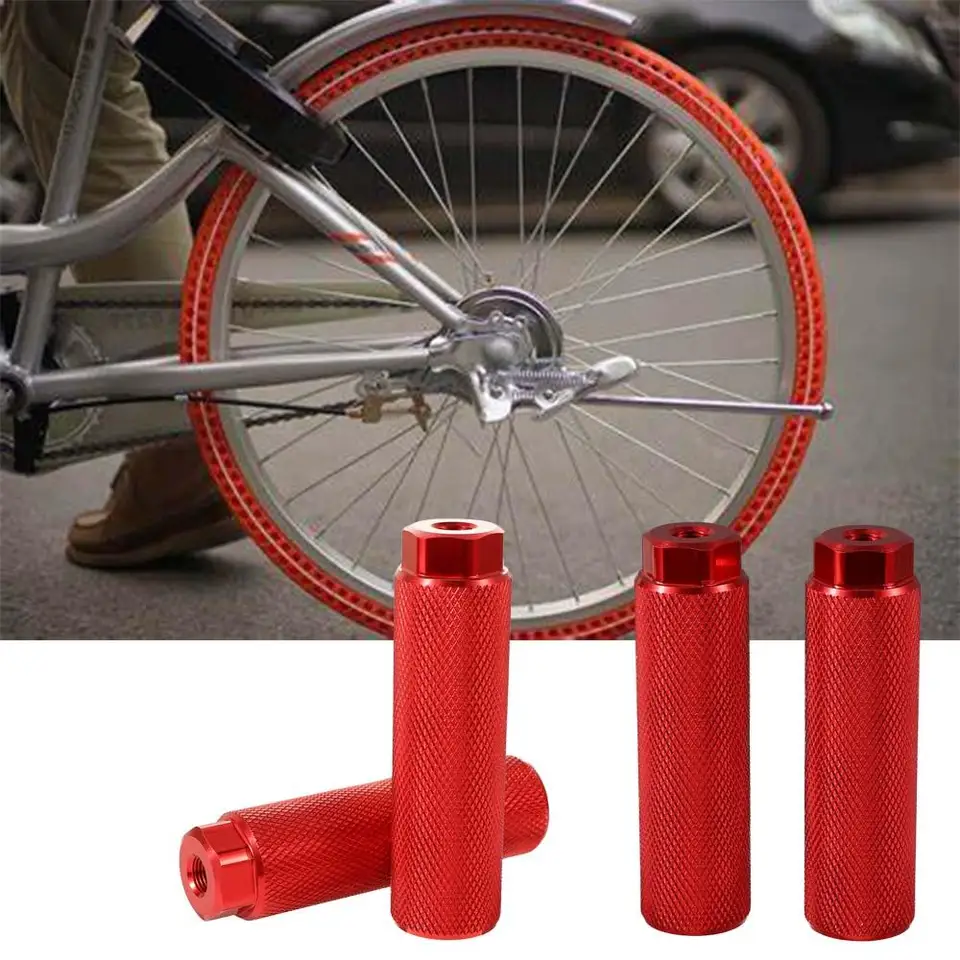 1 Pair Black Aluminum Alloy BMX Bike Pegs – 3/8 Inch Axle Stunt Pegs, Anti-Skid Bicycle Rear Foot Pegs For Tricks & Grinds