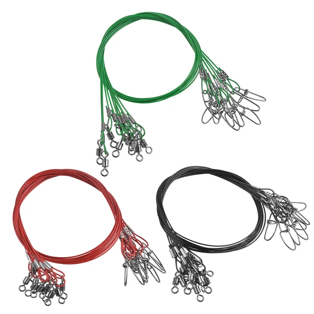 20Pcs 50CM 150LB Fishing Leaders Saltwater Big game Steel Fishing Wire Leader line with Swivels for Fishing tackle Accessories 5