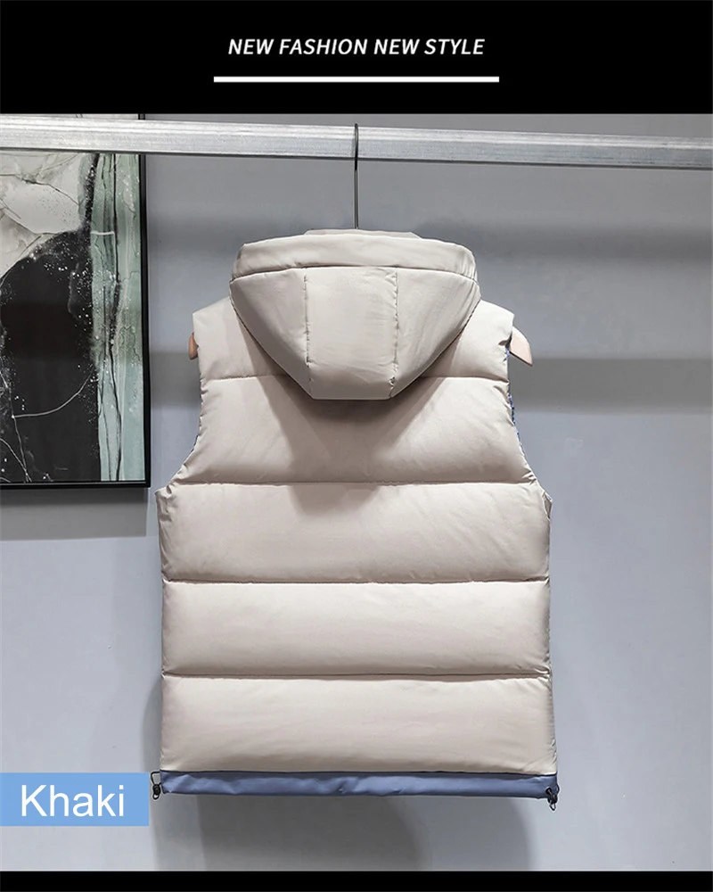 Description Picture 6 of itemFashion Brand Vest for Men 2024 New Autumn Sleeveless Jacket Warm Cotton Thick Coat Male Winter Plus Size Clothing Men Waistcoat