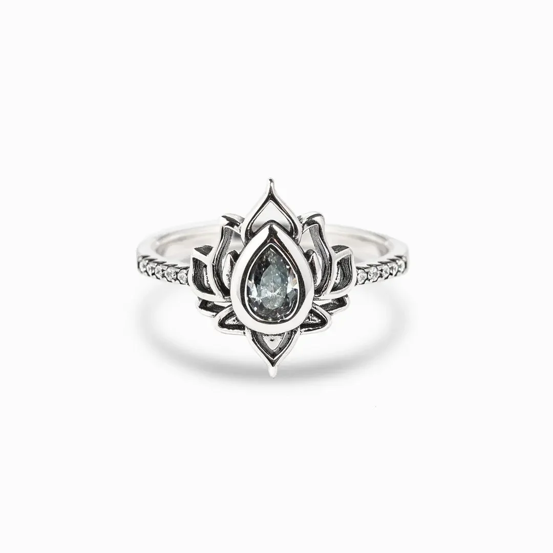 

925 Sterling Silver Vintage Lotus Flower Rings For Women Colorful Zircon Promise Ring Female Fine Jewelry Dropshipping