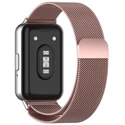 Milanese Magnetic Stainless Steel Bracelet Wristband - No Gap Design - Samsung Galaxy Fit 3 (Rose Pink)