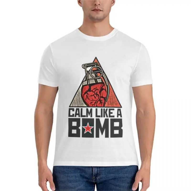

Футболка Calm Like a Bomb премиум-класса, большие и высокие футболки для мужчин, мужские футболки с графическим рисунком, мужские футболки