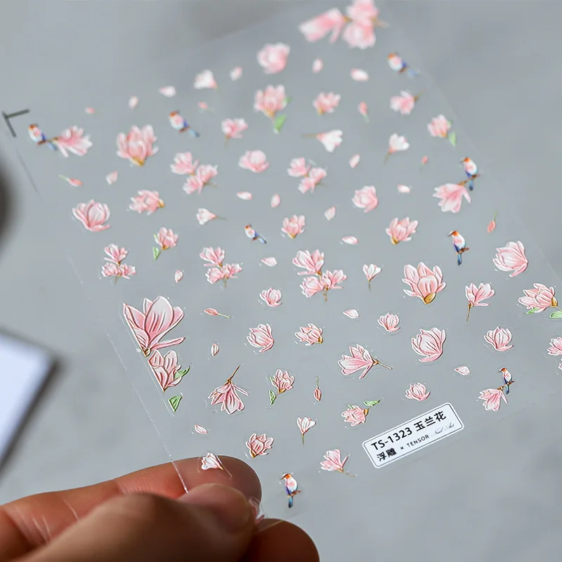 

[Meow.Sensei] Pro Thin Tough Nail Sticker Adhesive Thin Transparent Nail Sticker Ornament Ts1323 Magnolia Beauty