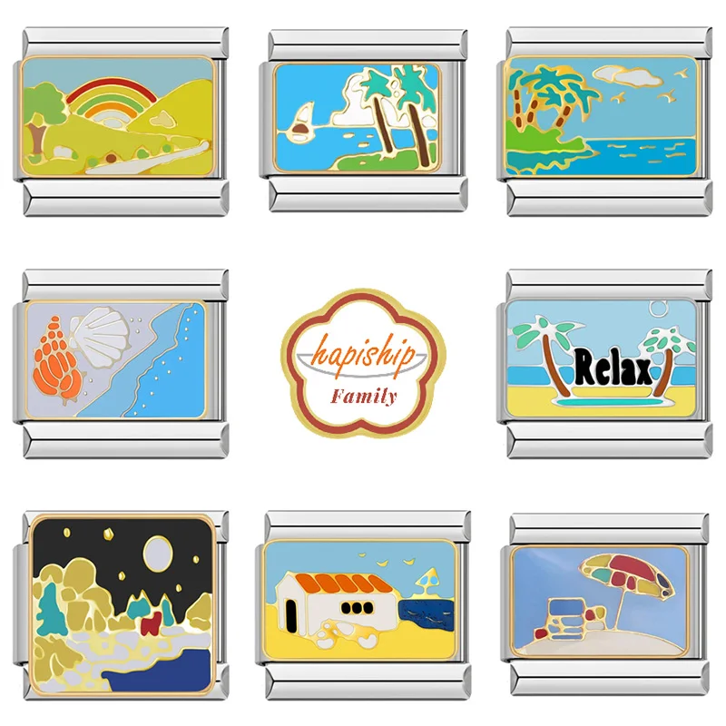 Браслет Hapiship женский из нержавеющей стали, изящная фурнитура для самостоятельного изготовления браслетов диаметром 9 мм, с изображением пейзажа, праздников, NEW102