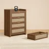Dresser forof Drawers  with 4 Rattan  Tower Large Nightstand Sets for Living Room Hallway, Dresser 2
