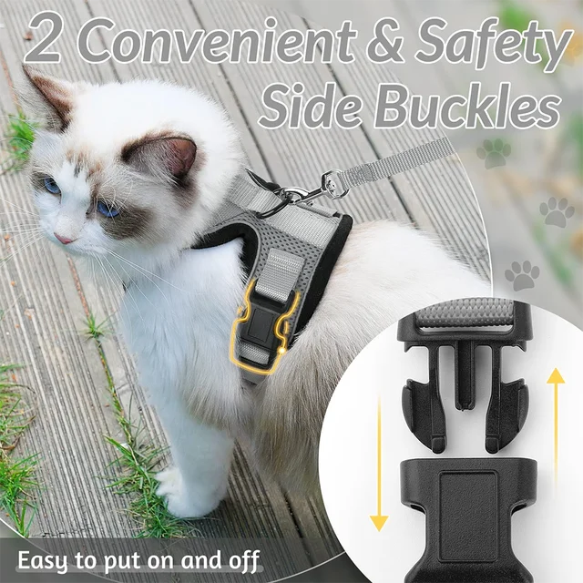 Cat Harness Lead Leash Set Adjustable Reflective Escape Proof Pet Mesh Vest Harness Puppy Dog Collar Small Dog Cat Pet Supplies 5