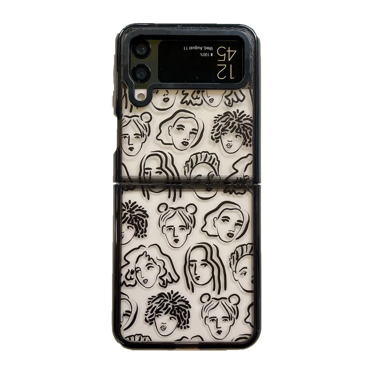 

Black Border Acrylic Cartoon Girls Phone Case for Samsung Galaxy Z Flip 5 4 3 Back Cover for ZFlip4 ZFlip5 Hard Case Shell