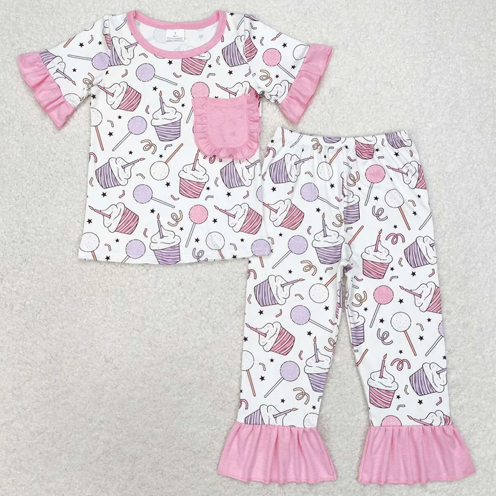Boutique Baby Boys Pajamas Birthday Blue Long Sleeve Shirt Pants Pajamas Sleepwear Sets Cute Kids Nightwear