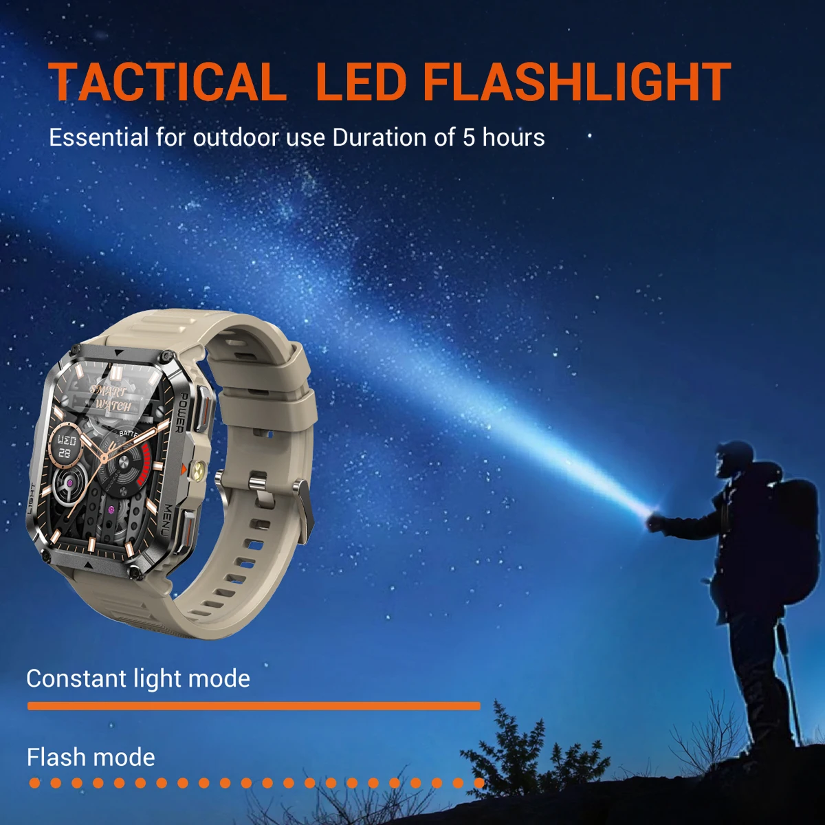 Blackview 2025 New  Waterproof Rugged Smart Watch W70 Pro 900mAh Rugged Smart Watch for Outdoor With Emergency Lighting, Compass 6