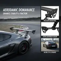 GT Wing car spoiler, 110 cm universal spoiler with single deck, adjustable lightweight aluminum, car rear spoiler wing, racing spoiler BGW/JDM drift black 6