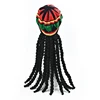 Jamaican Style Woven Knitted Wigs Beret Hat Black Dreadlocks Wig Rasta Wig Crocheted Knitted Beret Cap Reggae Wig Hat for Party 2