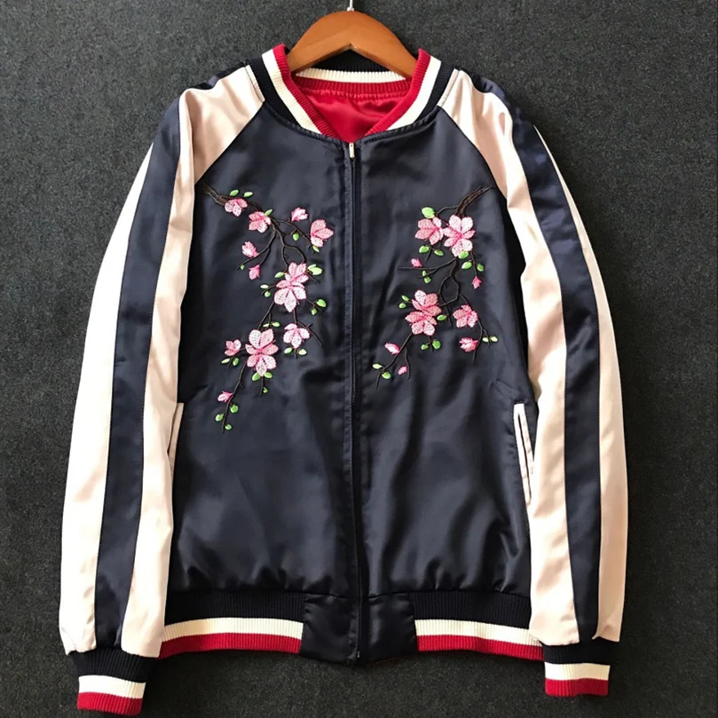 

Unisex Spring Autumn Sukajan Fox Cartoon Embroidered Baseball Jacket Bomber Coat Japanese Hip Hop Satin Clothing 2023