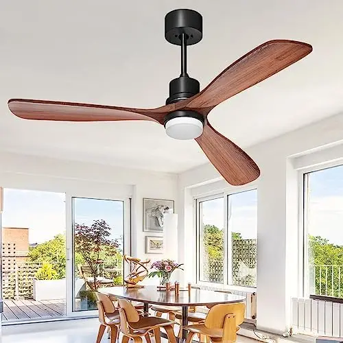 

Ceiling Fan with Lights Remote Control, Outdoor Wood Ceiling Fan, Reversible Silent DC Motor and Matte Black Ventilador portatil
