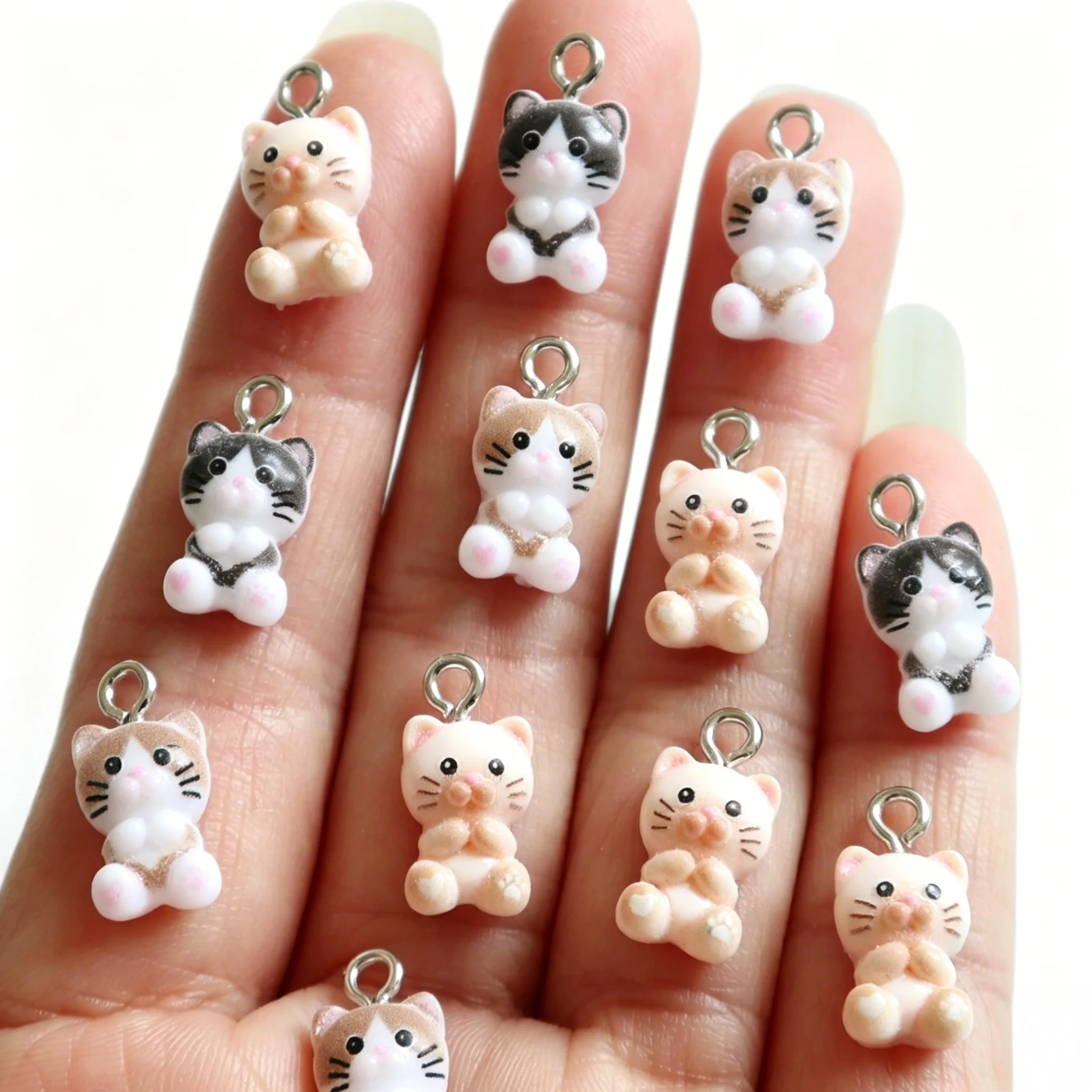 20개 귀여운 고양이 새끼 레진 펜던트 사랑스러운 미니 참 DIY 공예 쥬얼리 제작 선물용