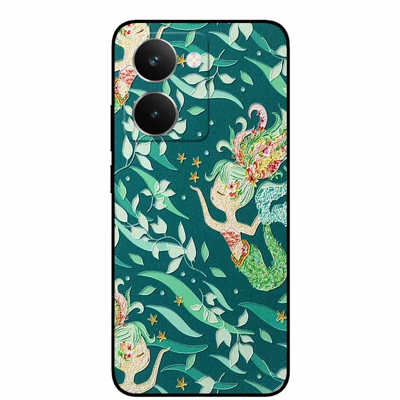 Vintage 3D Embossed Silicone Back Cover – Black Retro Design