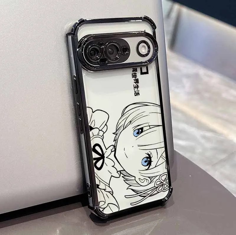 Kawaii Rem Emilia Plating Drop-Proof Transparent Phone Case