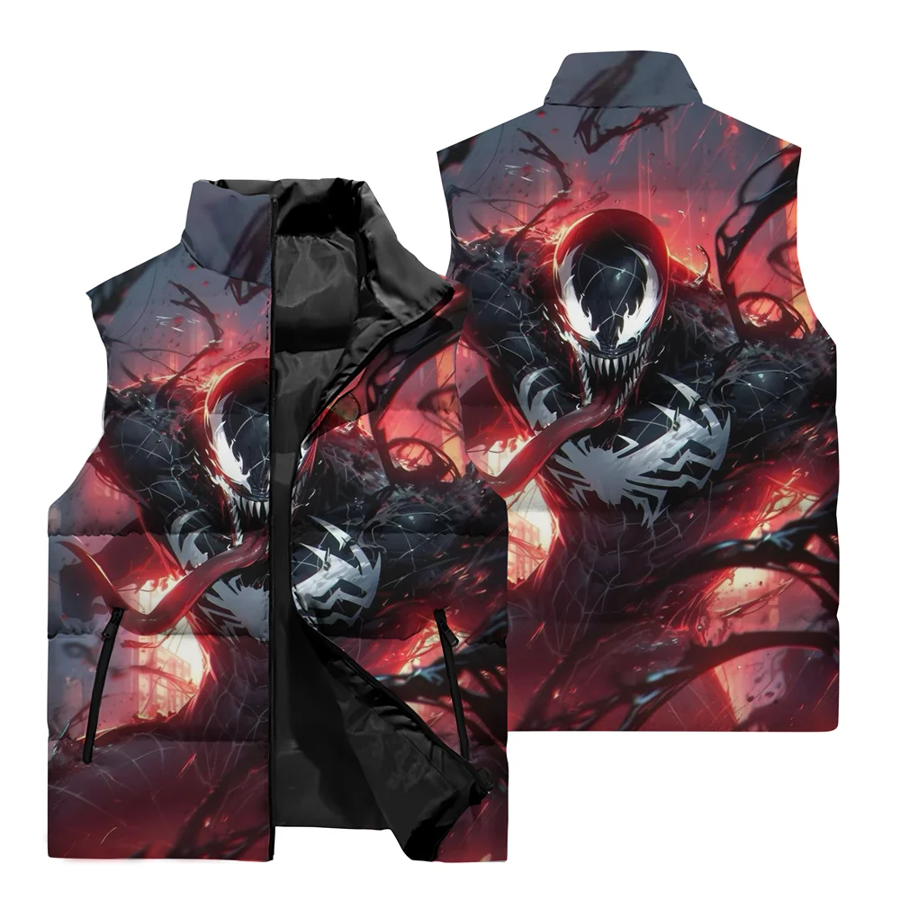 thumbnail image 1 of Chaqueta cortavientos de moda de otoño para hombre, chaqueta sin mangas con estampado 3D de superhéroe de Marvel Venom, chaleco para montar en motocicleta al aire libre para hombre, 1 of 5