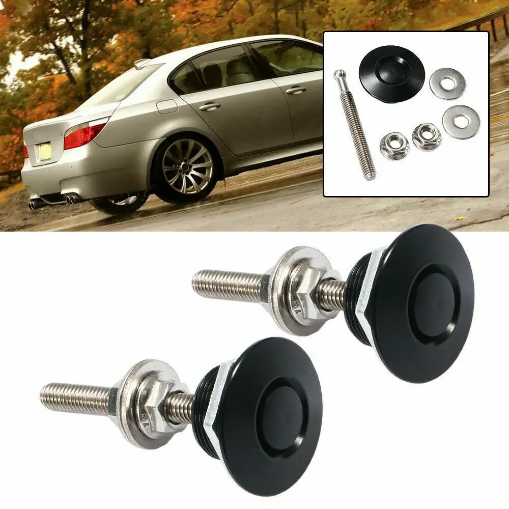 2/4pcs Universal Aluminum Push Button Billet Quick Release Racing Car Front Bumper Hood Pin Engine Lock Latch Clip Body Kit hood pins lock