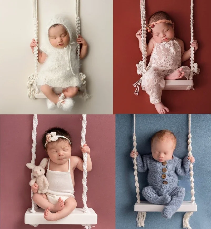 Baby Swing  New Born Photography Props Wooden Chair  Babies Posing  Aid Furniture Infants Photo Shooting  Accessories