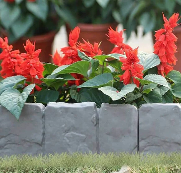 Insert Plastic Garden Edging Stone Border Garden Lawn Border, Simulation stone fence 3