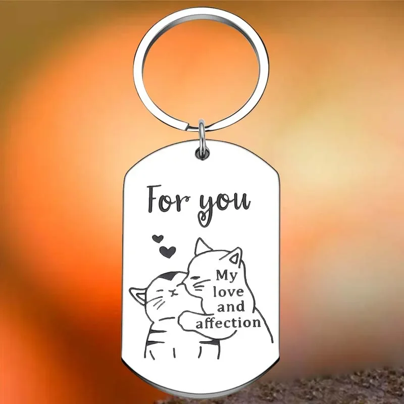 

Hot Valentines Day Gifts Cat Key Chain Ring Boyfriend Girlfriend Cat Lover keychains pendant Couples Gift