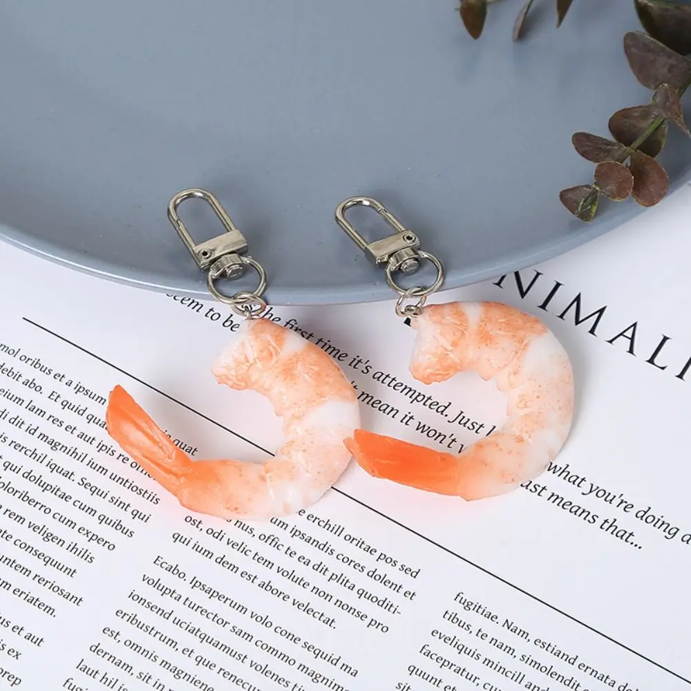 

Luxury Shrimp Meat Keychain Jewelry Funny Exquisite Bag Hanging Pendant Fashion Simulation Food Keyring