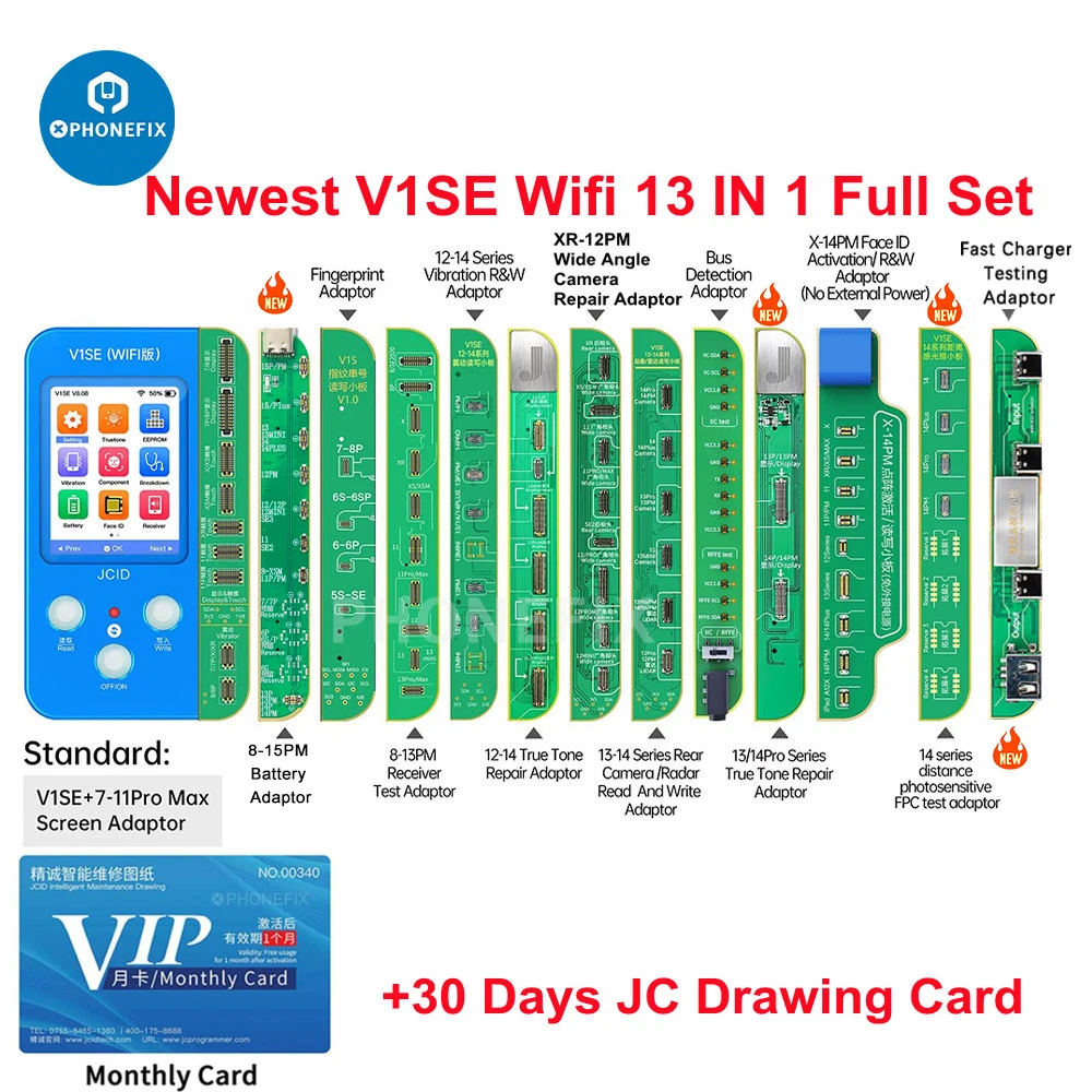 Nieuwe Jcid Jc V1se V 1S Pro Dot Matrix Face Lcd True Tone Lichtgevoelige Originele Kleur Vingerafdruk Batterij Board Voor Iphone X 15Pm