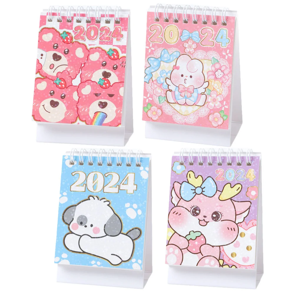 

4pcs Household Desk Calendars Decorative Desk Calendars Delicate Standing Desk Calendars