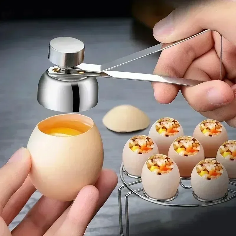 Kitchen Portable Tools Metal Egg Scissors Eggshell Opener Cutter Double Topper Shell Boiled Raw Egg Cooking Gadget Accessories Egg Shell Opener Egg Scissors