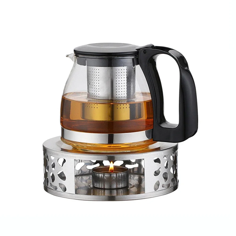 Teapot Warmer 430 Stainless Steel Hollow Design Coffee Pots Candle Base Stand For Household Glass Teapot Tea Stove Milk Warmer