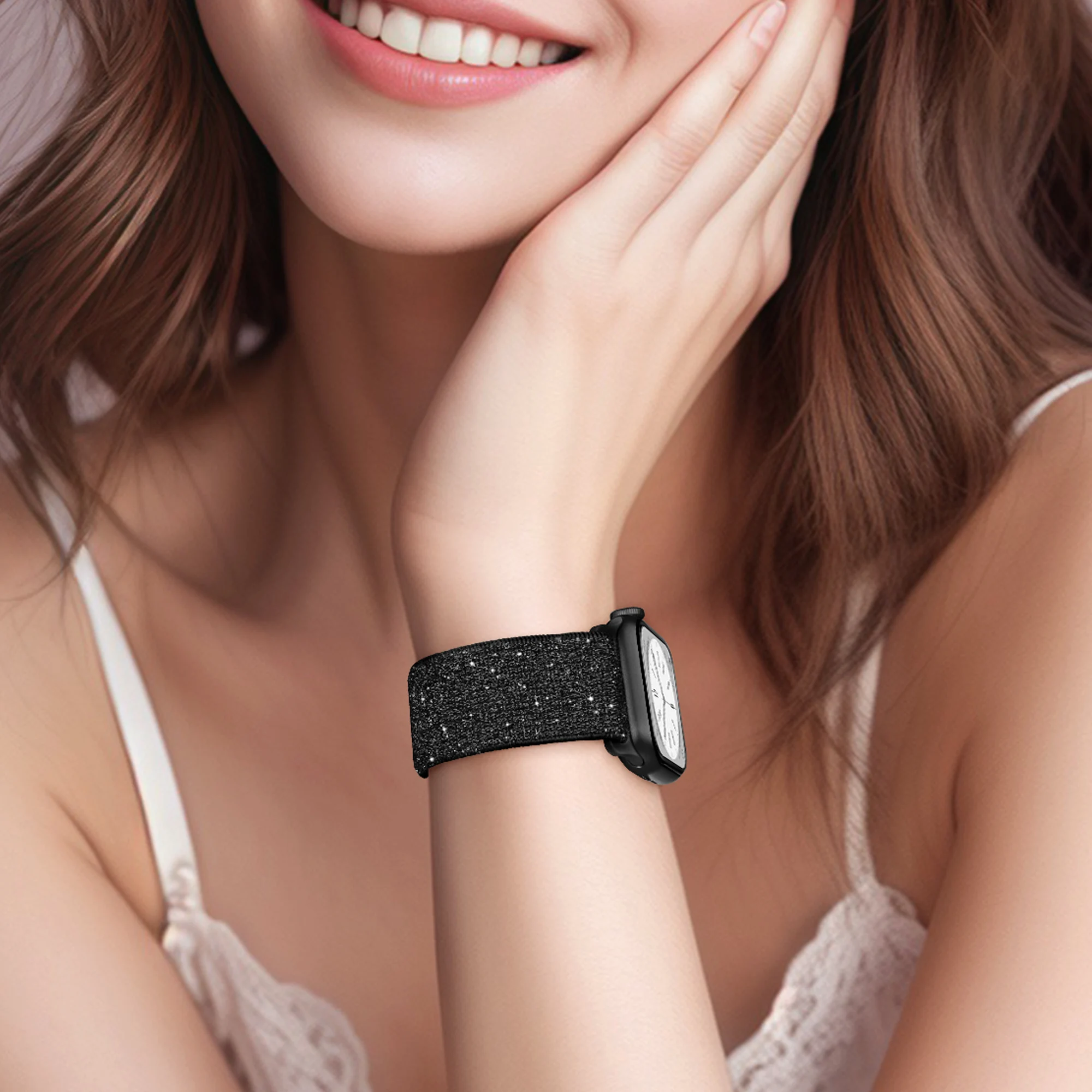 Glitter Elastic Nylon Strap Bracelet