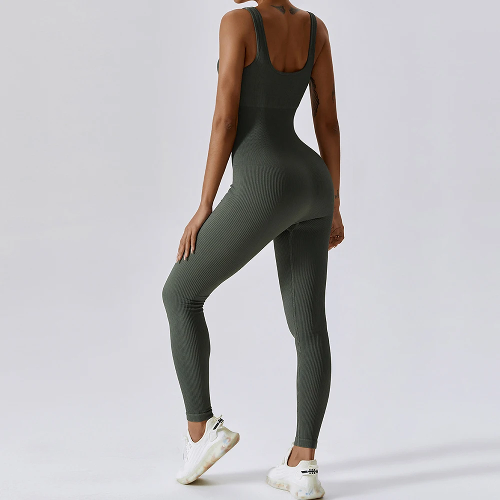 Seamless One-Piece Yoga Jumpsuits Dance Belly Bodysuits Fitness Workout Stretch Bodysuit Gym Clothes Push Up Sportswear Women