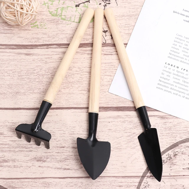 Mini Kerti Kertészeti Növényi Szerszámok Fából Készült Fogantyúval Lapát Ásó Gereblye Csepp Hajó