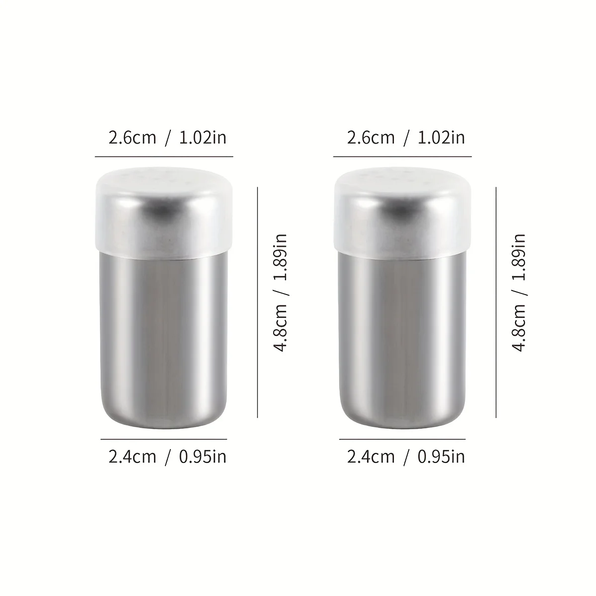 2pcs, Stainless Steel Mini Spice Jars, Portable Outdoor Salt and Pepper Shakers