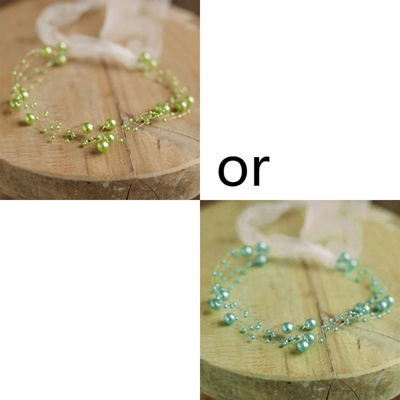 

Y1UB Princess Headdress Hair Band Decor Toddler Girls Pearl Headband Baby Photoshoots Posing Photo Tieback Hair Accessories