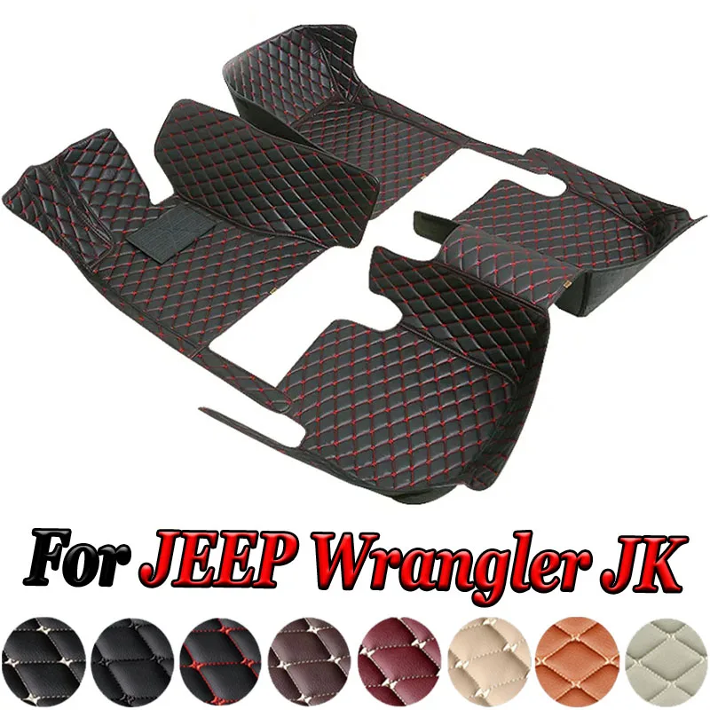 Car Floor Mats For JEEP Wrangler JK (4door) 2011- Kit set Waterproof Carpet Luxury Leather Mat Full Set Car Accessories