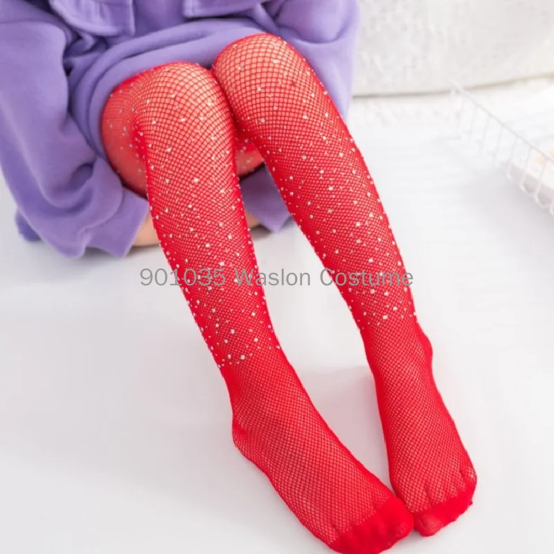 Girls Tights Stockings Children Rhinestone Crystal Long Fishnet Pantyhose Summer Mesh,girls halloween tights