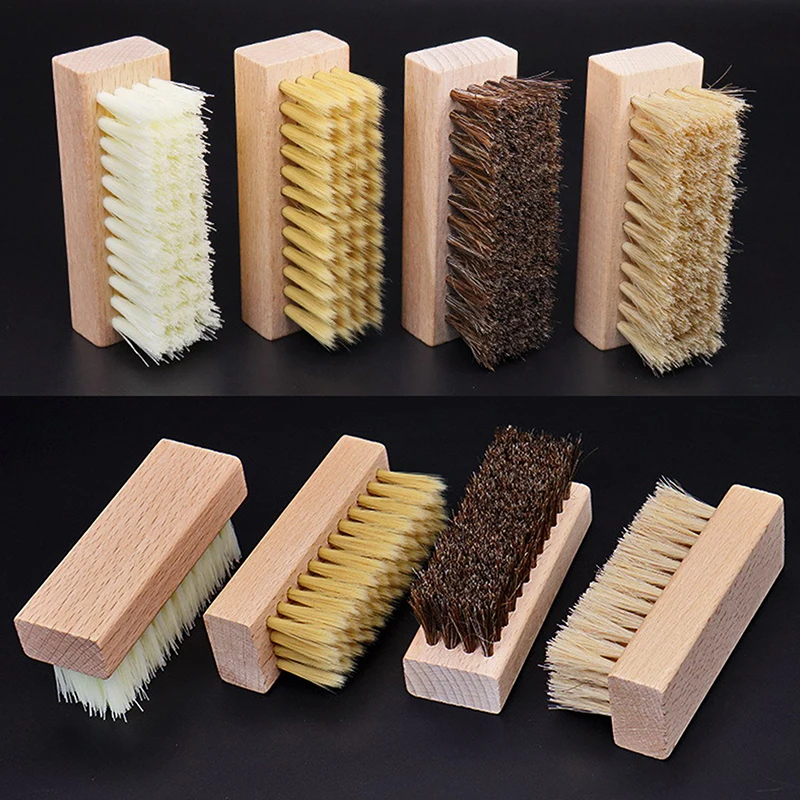 Useful Wood Handle Shoe Brush Polish Brush Plastic Hair Soft Pig Hair Brush Sneaker Shoe Cleaning Brush Laundry Brush 2
